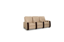 Load image into Gallery viewer, HT DESIGN LINCOLNSHIRE HOME THEATER SEATING WITH MAHOGANY WOOD POP OUT CUPHOLDERS IN BONE