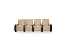 Load image into Gallery viewer, HT DESIGN LINCOLNSHIRE HOME THEATER SEATING WITH MAHOGANY WOOD POP OUT CUPHOLDERS IN BONE