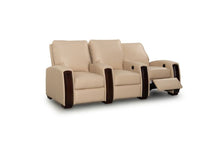 Load image into Gallery viewer, HT DESIGN LINCOLNSHIRE HOME THEATER SEATING WITH MAHOGANY WOOD POP OUT CUPHOLDERS IN BONE