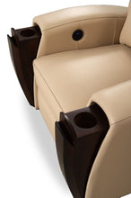 Load image into Gallery viewer, HT DESIGN LINCOLNSHIRE HOME THEATER SEATING WITH MAHOGANY WOOD POP OUT CUPHOLDERS IN BONE