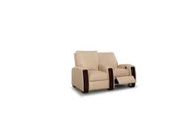 Load image into Gallery viewer, HT DESIGN LINCOLNSHIRE HOME THEATER SEATING WITH MAHOGANY WOOD POP OUT CUPHOLDERS IN BONE