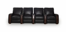 Load image into Gallery viewer, HT DESIGN LINCOLNSHIRE HOME THEATER SEATING WITH MAHOGANY WOOD POP OUT CUPHOLDERS IN BLACK