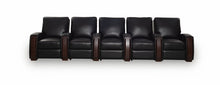 Load image into Gallery viewer, HT DESIGN LINCOLNSHIRE HOME THEATER SEATING WITH MAHOGANY WOOD POP OUT CUPHOLDERS IN BLACK