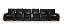 Load image into Gallery viewer, HT DESIGN LINCOLNSHIRE HOME THEATER SEATING WITH MAHOGANY WOOD POP OUT CUPHOLDERS IN BLACK