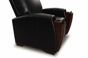 HT DESIGN LINCOLNSHIRE HOME THEATER SEATING WITH MAHOGANY WOOD POP OUT CUPHOLDERS IN BLACK