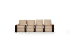 Load image into Gallery viewer, HT DESIGN LINCOLNSHIRE HOME THEATER SEATING WITH MAHOGANY WOOD POP OUT CUPHOLDERS IN BONE
