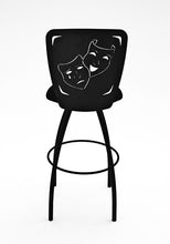Load image into Gallery viewer, home theater swivel comedy tragedy bar stool rear
