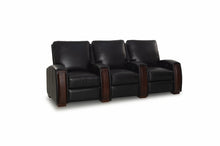 Load image into Gallery viewer, HT DESIGN LINCOLNSHIRE HOME THEATER SEATING WITH MAHOGANY WOOD POP OUT CUPHOLDERS IN BLACK
