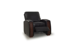 HT DESIGN LINCOLNSHIRE HOME THEATER SEATING WITH MAHOGANY WOOD POP OUT CUPHOLDERS IN BLACK