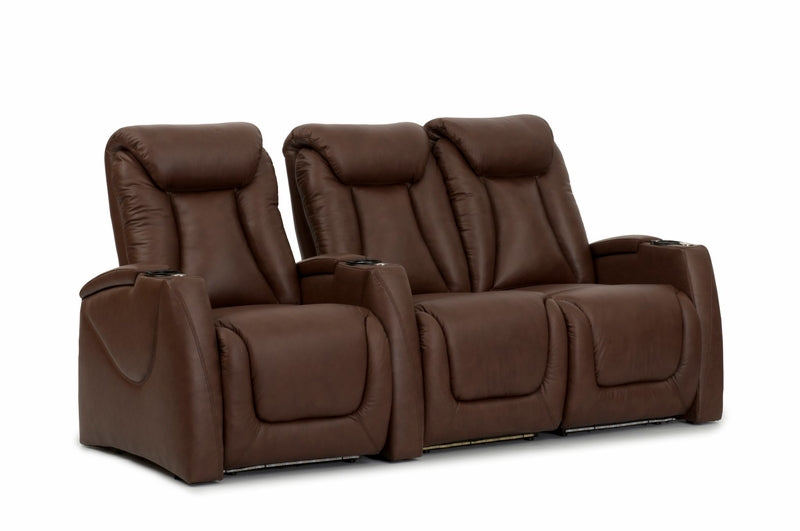 HT DESIGN SOMERSET THEATER SEATING POWER RECLINE TOP GRAIN BROWN LEATHER
